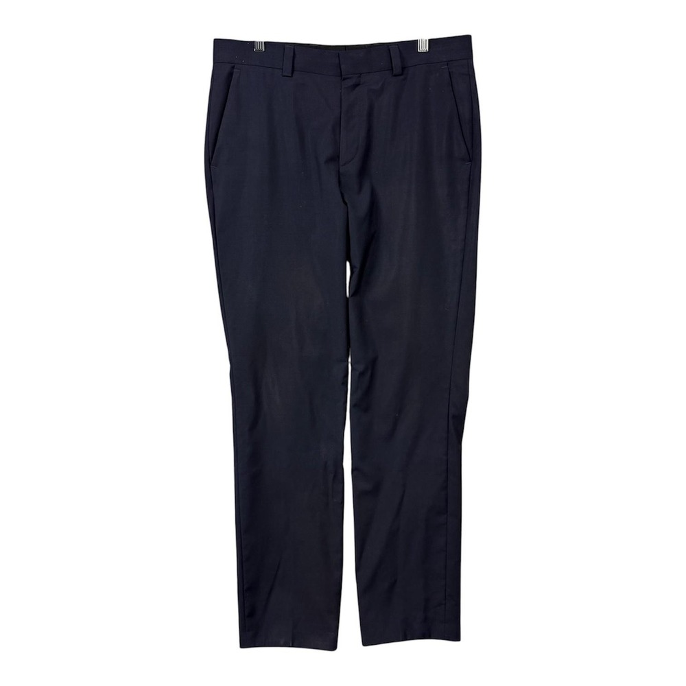 HUGO Pants Mens 34x32 Black 100% Wool Flat Modern Fit Dress Slacks Business